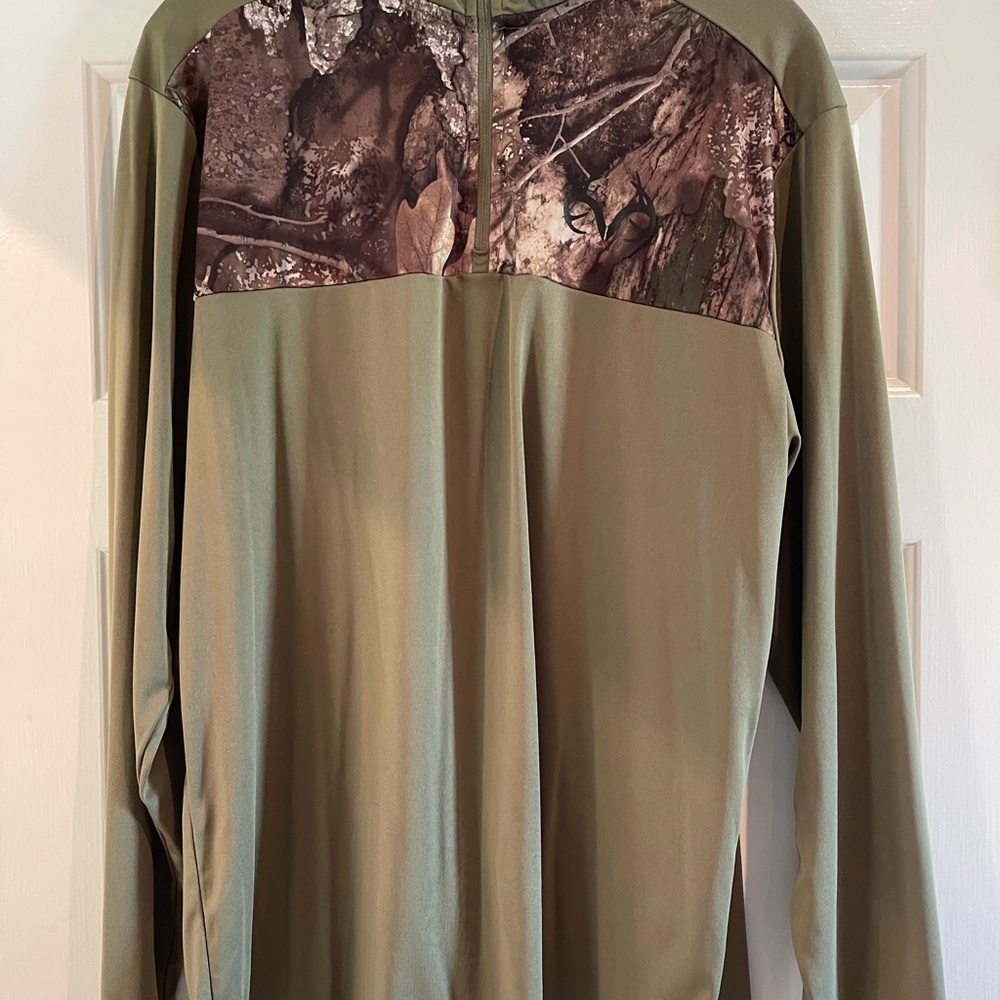 REALTREE Olive Green Camo Yoke Quarter-Zip Pullover